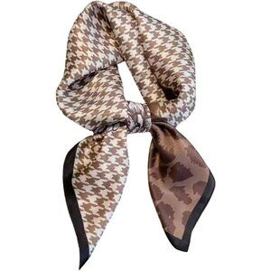 Pure Mulberry Coffee Brown Square Scarf Women Soft Head Neck Scarf Gift Packed